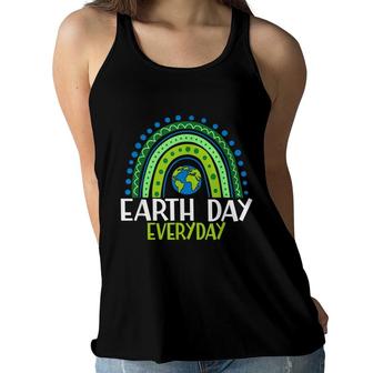 Earth Day Teacher Earth Day Everyday Rainbow Earth Day Women Flowy Tank - Seseable