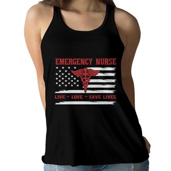 Emergency Nurse Live Love Save Lives Red Letters New 2022 Women Flowy Tank - Seseable