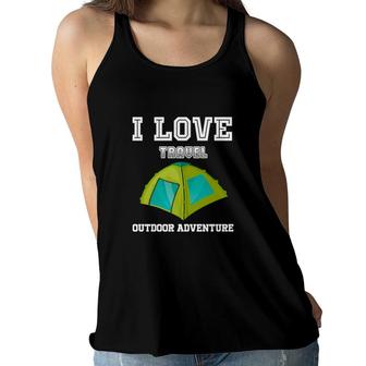 Explore Lover Says I Love Travel Outdoor Adventure Women Flowy Tank - Seseable