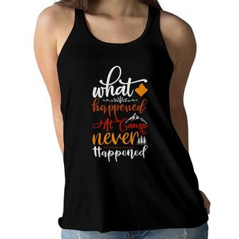 Explore Travel Lover Has What Happend At Camp Never Happend Women Flowy Tank - Seseable