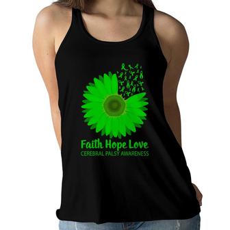 Faith Hope Love Cerebral Palsy Awareness Women Flowy Tank - Seseable
