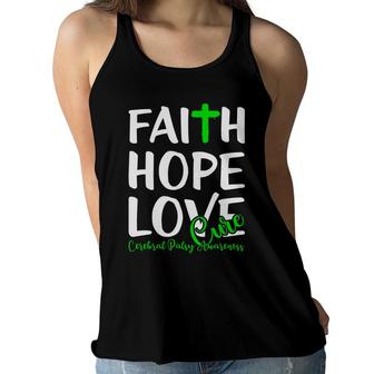 Faith Hope Love Cure Fight Cerebral Palsy Awareness Women Flowy Tank - Seseable