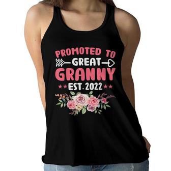 Flower New Grandma Grandparent Promoted To Great Granny 2022 Women Flowy Tank - Seseable