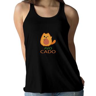 Funny Avocado Cute Cat Animal Gift For Animal Lover Women Flowy Tank - Seseable