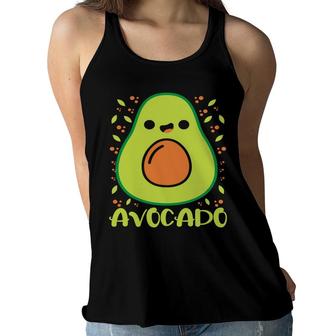 Funny Avocado Happy Avocado Green Color Women Flowy Tank - Seseable