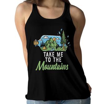 Funny Camping Take Me To Mountains Free Life New Women Flowy Tank - Seseable