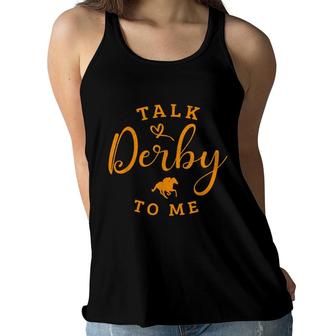 Funny Horse Racing Vintage Talk Derby To Me Ky Derby Horse Women Flowy Tank - Seseable
