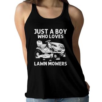 Funny Lawn Mowing Gift Boys Kids Lawn Mower Farm Gardening Women Flowy Tank - Seseable
