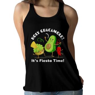 Funny Mexican Food Holy Guacamole Its Fiesta Time Women Flowy Tank - Seseable