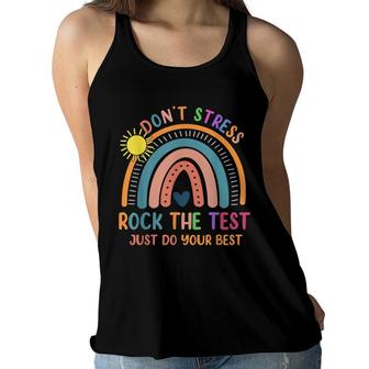 Funny Test Day Rock The Test Rainbow Gifts Teacher Student Women Flowy Tank - Seseable