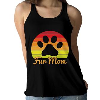 Fur Mom Sunset Retro For Animal Lover Women Flowy Tank - Seseable
