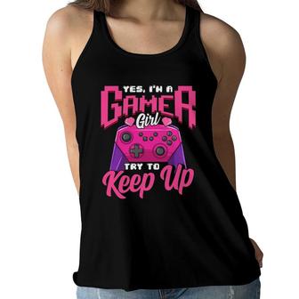 Gamer Girl Video Game Lover Power Console Gaming Player Gift Women Flowy Tank - Seseable
