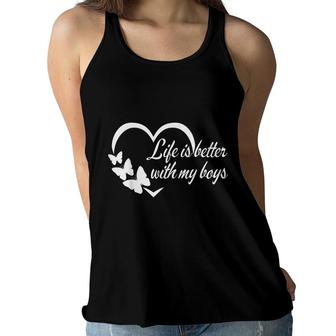 Gifts For Mom Life Is Better With My Boys Women Flowy Tank - Seseable