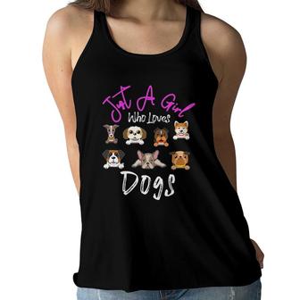 Girl Who Loves Dogs Puppy Dog Lovers Women Flowy Tank | Mazezy