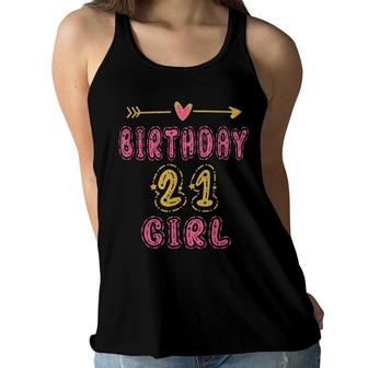 Girls 21St Birthday Idea For 21 Years Old Daughter Women Flowy Tank - Seseable