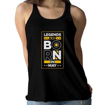 Gold White Stars Design Legends Are Born In May Birthday Women Flowy Tank - Seseable