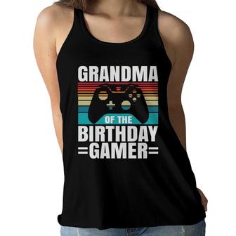 Grandma Of The Birthday Boy Matching Video Gamer Vintage Women Flowy Tank - Seseable