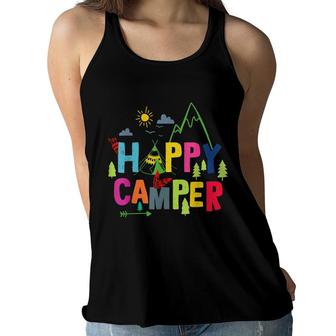 Happy Camper Camping Funny Gift Men Women Kids Women Flowy Tank - Seseable