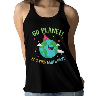 Happy Earth Day Go Planet Funny Science Teacher Recycle Women Flowy Tank - Seseable