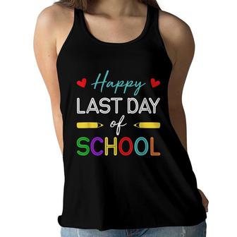 Happy Last Day Of School Teacher Student Summer Break Women Flowy Tank - Seseable