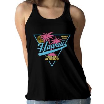 Hawaii 80S 90S Retro Style Endless Summer The Island Of Paradise Women Flowy Tank - Seseable