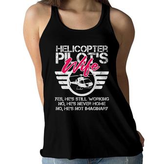 Helicopter Pilot Wife Funny Gift Ems Military Spouse Gift Women Flowy Tank - Seseable