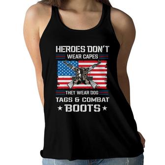 Heroes Dont Wear Capes Veteran 2022 They Wear Dog Women Flowy Tank - Seseable