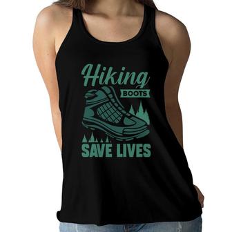 Hiking Boots Save Lifes Explore Travel Lover Women Flowy Tank - Seseable