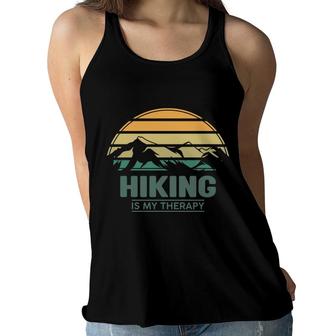 Hiking Is My Therapy Explore Travel Lover Women Flowy Tank - Seseable