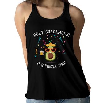 Holy Guacamole Its Fiesta Time Avocado Cinco De Mayo Women Flowy Tank - Seseable