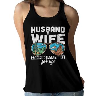 Husband Wife Camping Partners For Life Design New Women Flowy Tank - Seseable