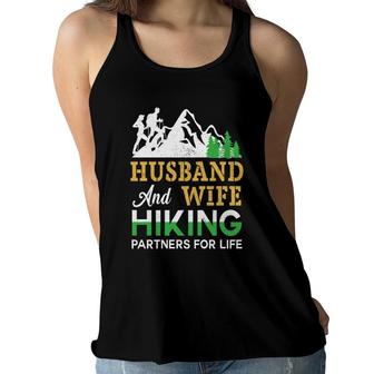 Husband Wife Hiking Partners For Life Explore Travel Lover Women Flowy Tank - Seseable