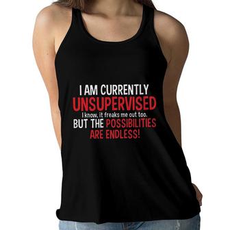 I Am Currently Unsupervised New Letters Women Flowy Tank - Seseable