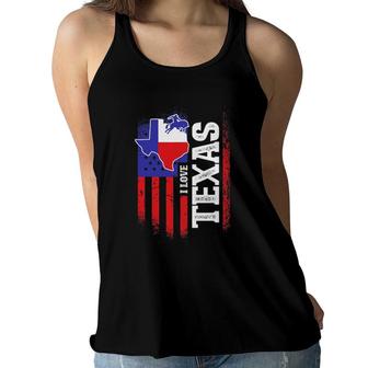 I Love Texas Rodeo Pride Cowboy Girl Rangers Gifts Women Flowy Tank | Mazezy