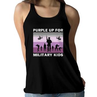 I Purple Up Military Kid Proud Of Military Children Us Army Veteran Women Flowy Tank | Mazezy