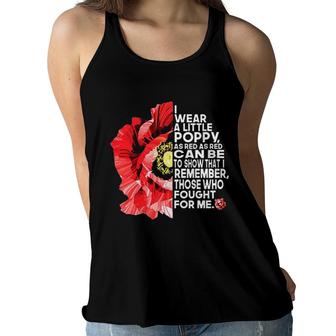 I Wear A Little Poppy As Red As Red Can Be To Show That I Remember Women Flowy Tank - Seseable