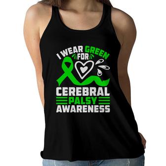 I Wear Green For Fight Cerebral Palsy Awareness Women Flowy Tank - Seseable