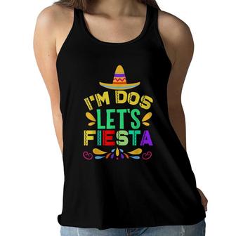 Im Dos Lets Fiesta Mexican Sombrero Birthday Women Flowy Tank - Seseable