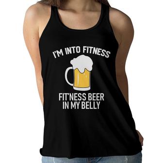 Im Into Fitness Beer In My Belly Beer Lovers Gifts Women Flowy Tank - Seseable