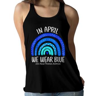 In April We Wear Blue Child Abuse Prevention Awareness Women Flowy Tank - Seseable