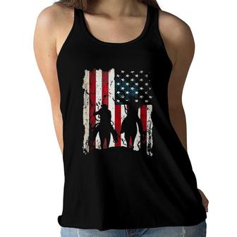 Independence Day Team Roping Cowboys July Of 4Th Us Flag Women Flowy Tank - Seseable