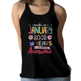 January Girls 2002 Birthday Gift 19 Years Old Made In 2002 Women Flowy Tank - Seseable
