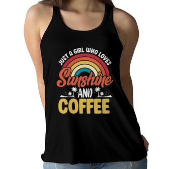 Jusst A Girl Loves Sunshine And Coffee Women Flowy Tank - Seseable