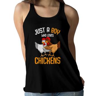 Just A Boy Who Loves Chickens Kids Boys Women Flowy Tank | Mazezy
