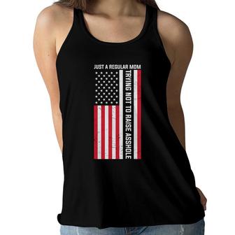 Just A Regular Mom Trying Flag Great Gift Women Flowy Tank - Seseable