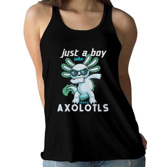 Kawaii Dabbing Just A Boy Who Loves Axolotls Kids & Boys Women Flowy Tank | Mazezy DE