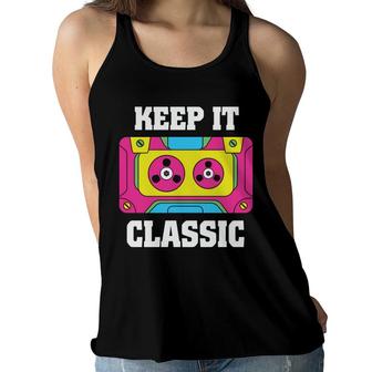 Keep It Classic Funny Colorful Mixtape Music 80S 90S Women Flowy Tank - Seseable
