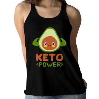 Keto Power Funny Avocado Is Too Weak Women Flowy Tank - Seseable