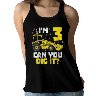 Kids 3 Can You Dig It Construction Truck 3Rd Birthday Boys Gift Women Flowy Tank - Seseable