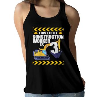 Kids 3 Year Old Construction Birthday Themed Party 3Rd Boy Gift Women Flowy Tank - Seseable